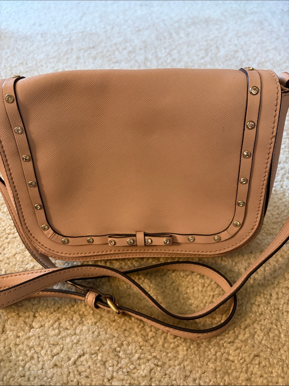 Kate Spade Light Pink Laurel Way Jeweled Studded Leather Crossbody Bag